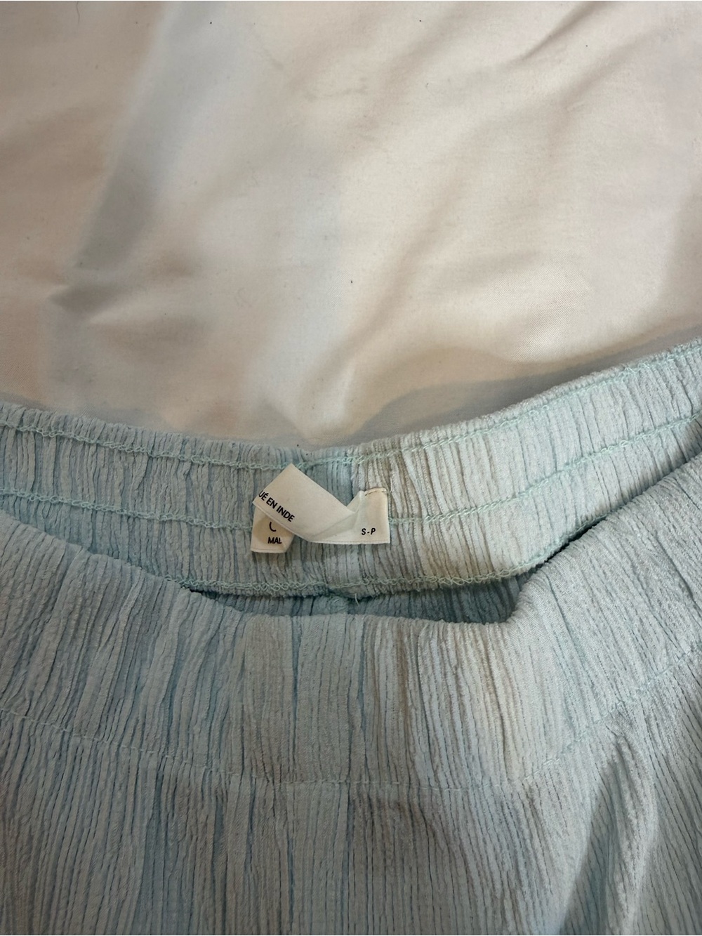 Oak + Fort Light Blue Crinkle Wide Leg Pants Semi Sheer - Picture 10 of 12